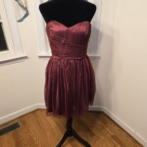 Lulus Strapless Tulle Mini Dress Maroon Party Cocktail Homecoming Wedding Sz M‎